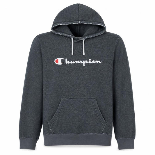 Front view of Champion Men’s Grey Pullover Hoodie Medium Logo Sportswear