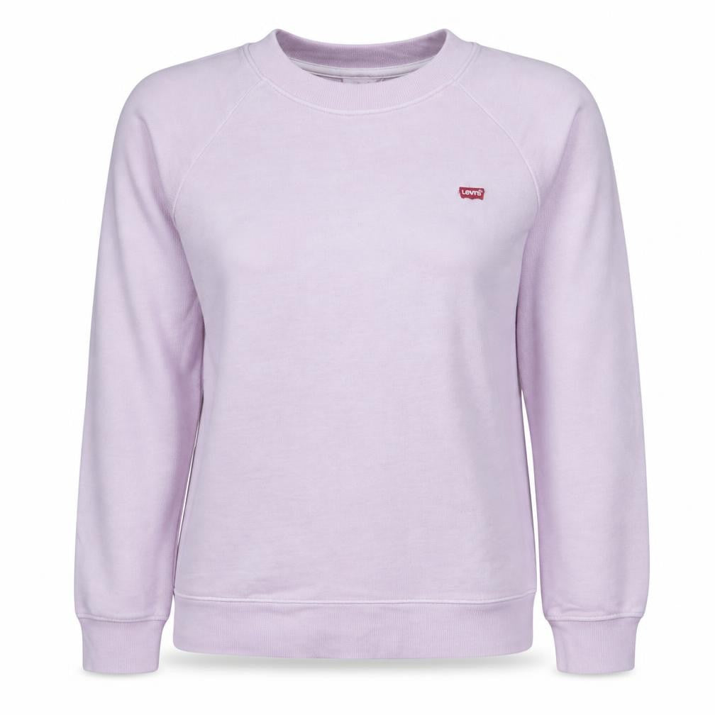 Front view of Levi's women’s pink xxs crew neck pullover sweatshirt