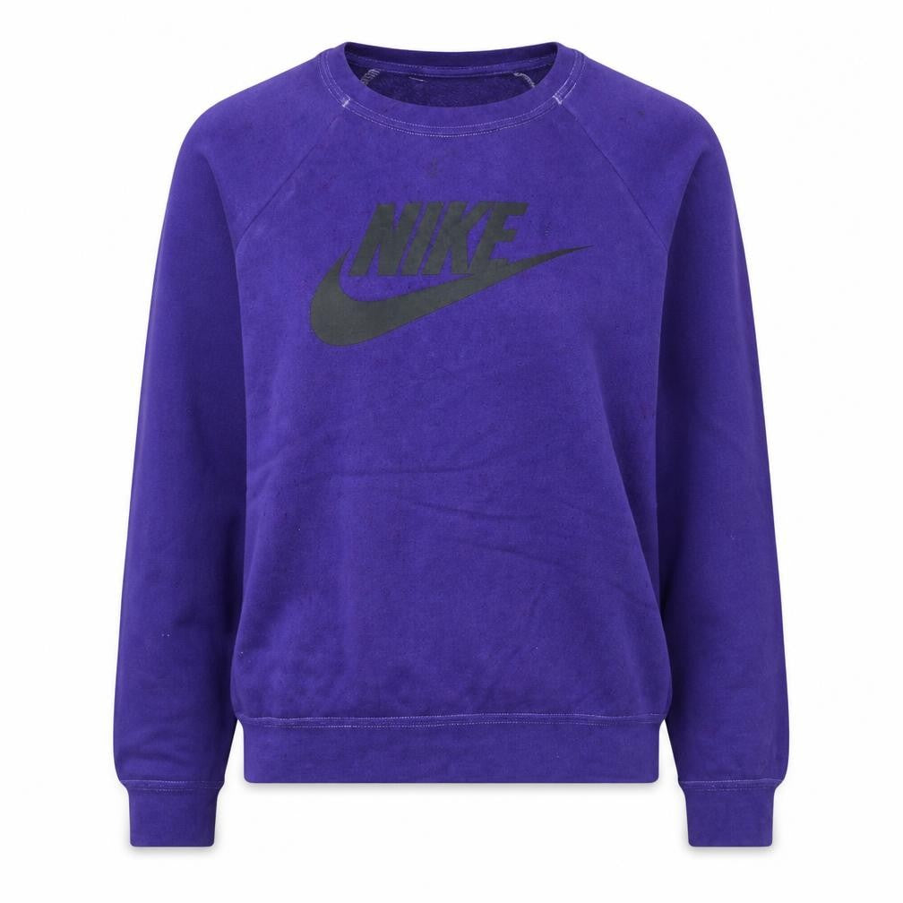 Front view of Nike Women's Purple Crew Neck Logo Pullover Sweatshirt XS