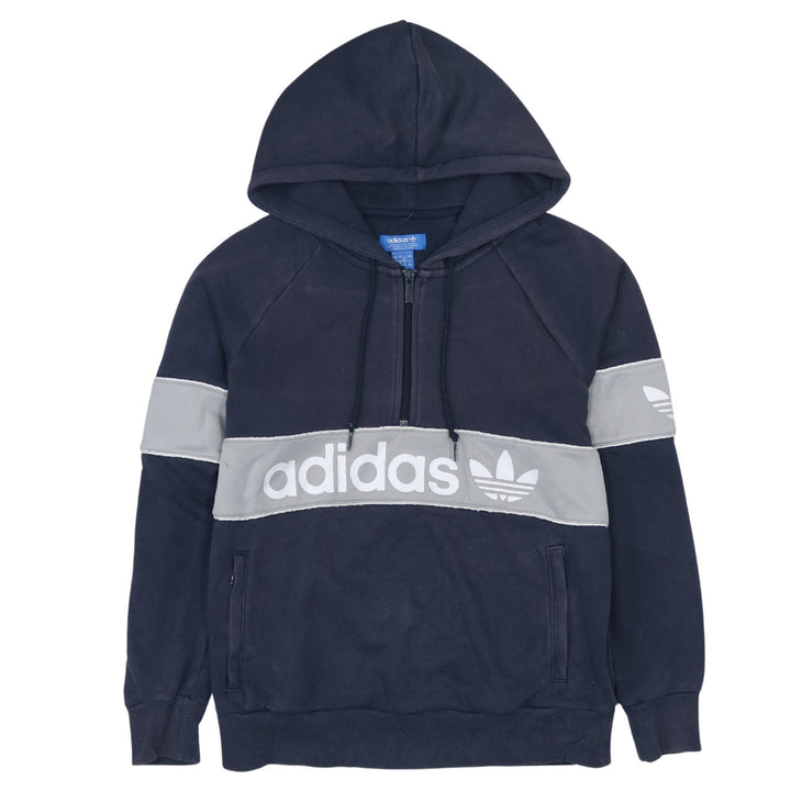 Adidas Womens Navy Grey Hooded Pullover Sweatshirt UK 12