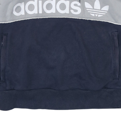 Adidas Womens Navy Grey Hooded Pullover Sweatshirt UK 12