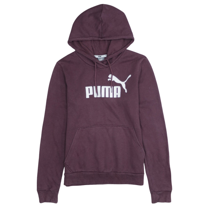 Puma Women's Burgundy Pullover Hoodie Size 10 Logo Cotton Blend