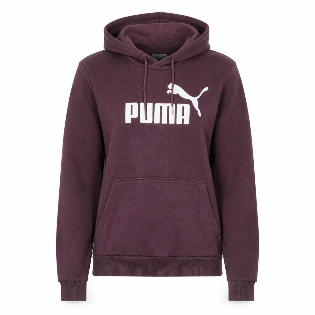 Front view of Puma Women's Burgundy Pullover Hoodie, size 10, Logo Cotton Blend