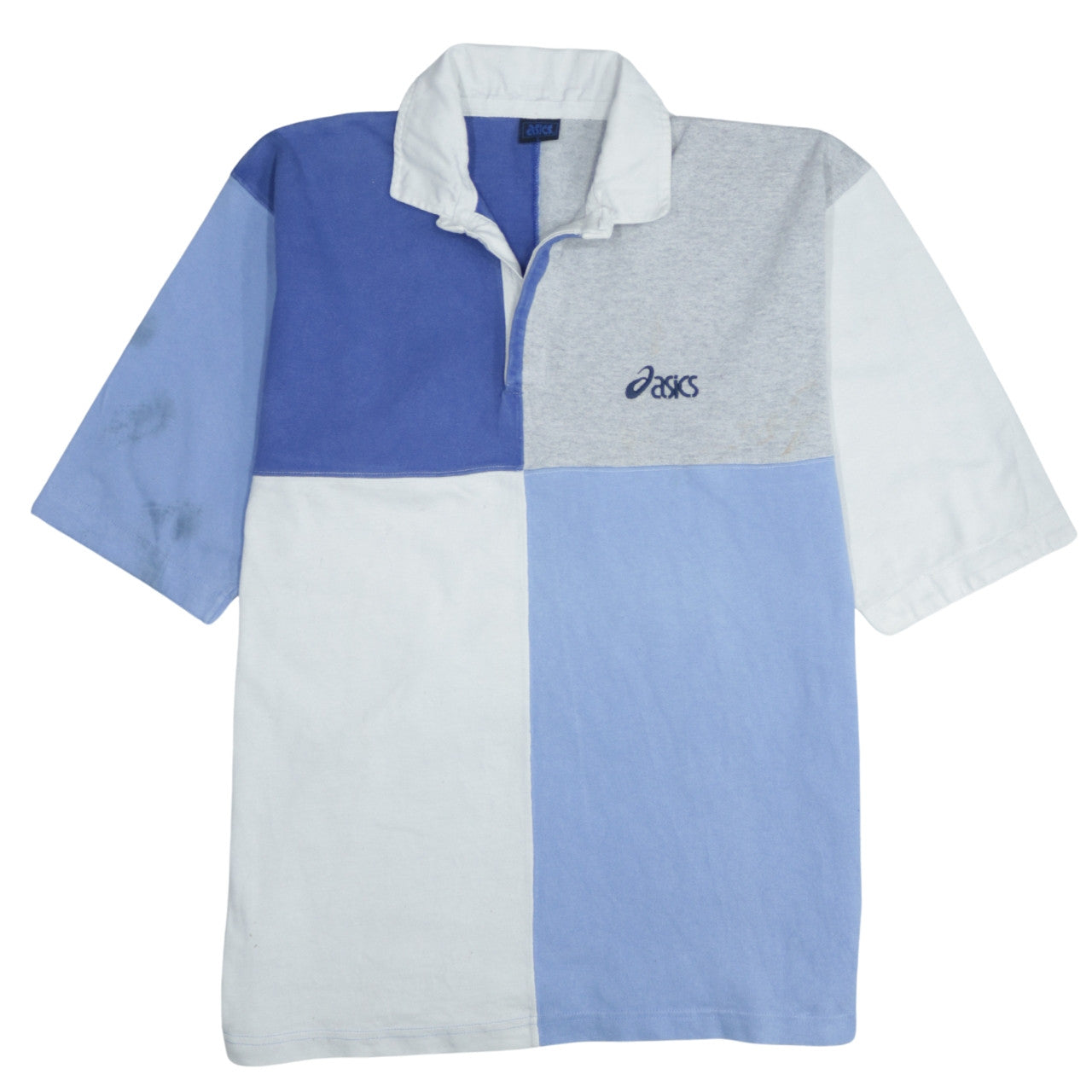Asics Men’s Multicoloured Colourblock Cotton Polo Shirt L Retro Style