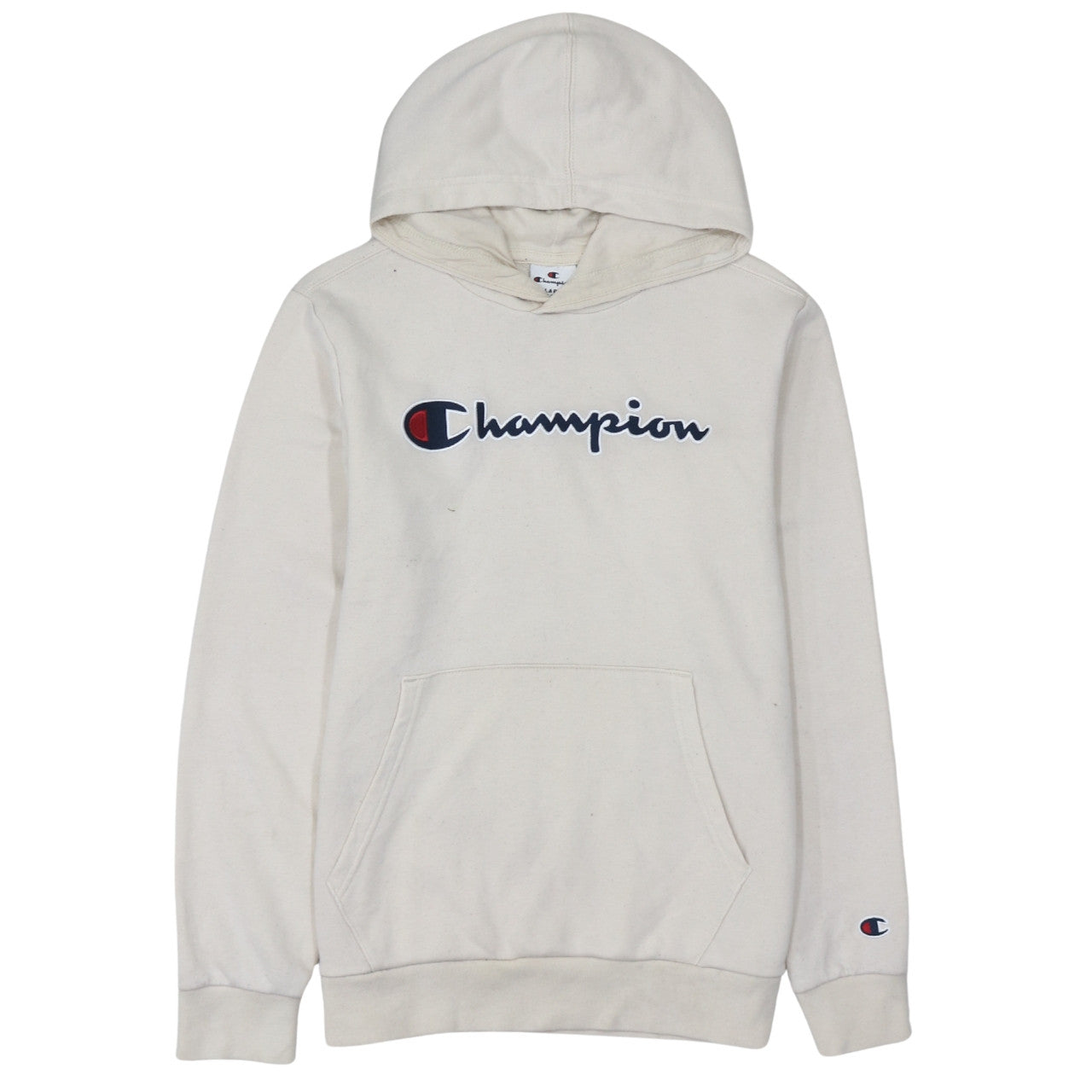 Champion Boys Beige Pullover Hoodie XL 13-14 Years Cotton Blend Logo
