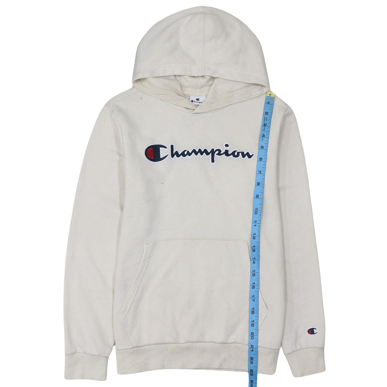 Champion Boys Beige Pullover Hoodie XL 13-14 Years Cotton Blend Logo