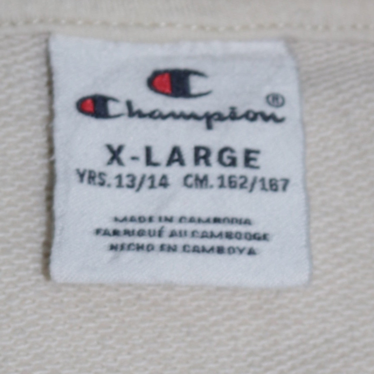 Champion Boys Beige Pullover Hoodie XL 13-14 Years Cotton Blend Logo