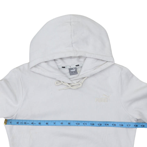 Puma Womens White Small Pullover Hoodie Sweatshirt Casual
