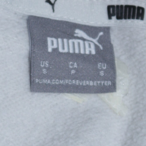 Puma Womens White Small Pullover Hoodie Sweatshirt Casual
