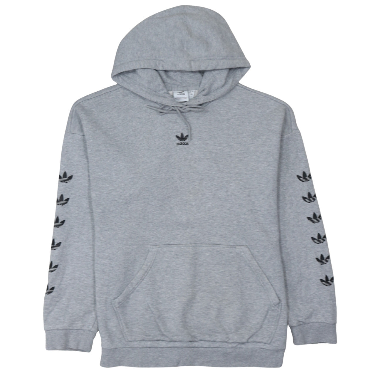 Adidas Womens Grey Size 12 Pullover Hoodie with Logo Sleeve Print