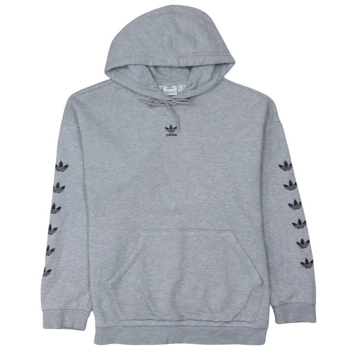 Adidas Womens Grey Size 12 Pullover Hoodie with Logo Sleeve Print