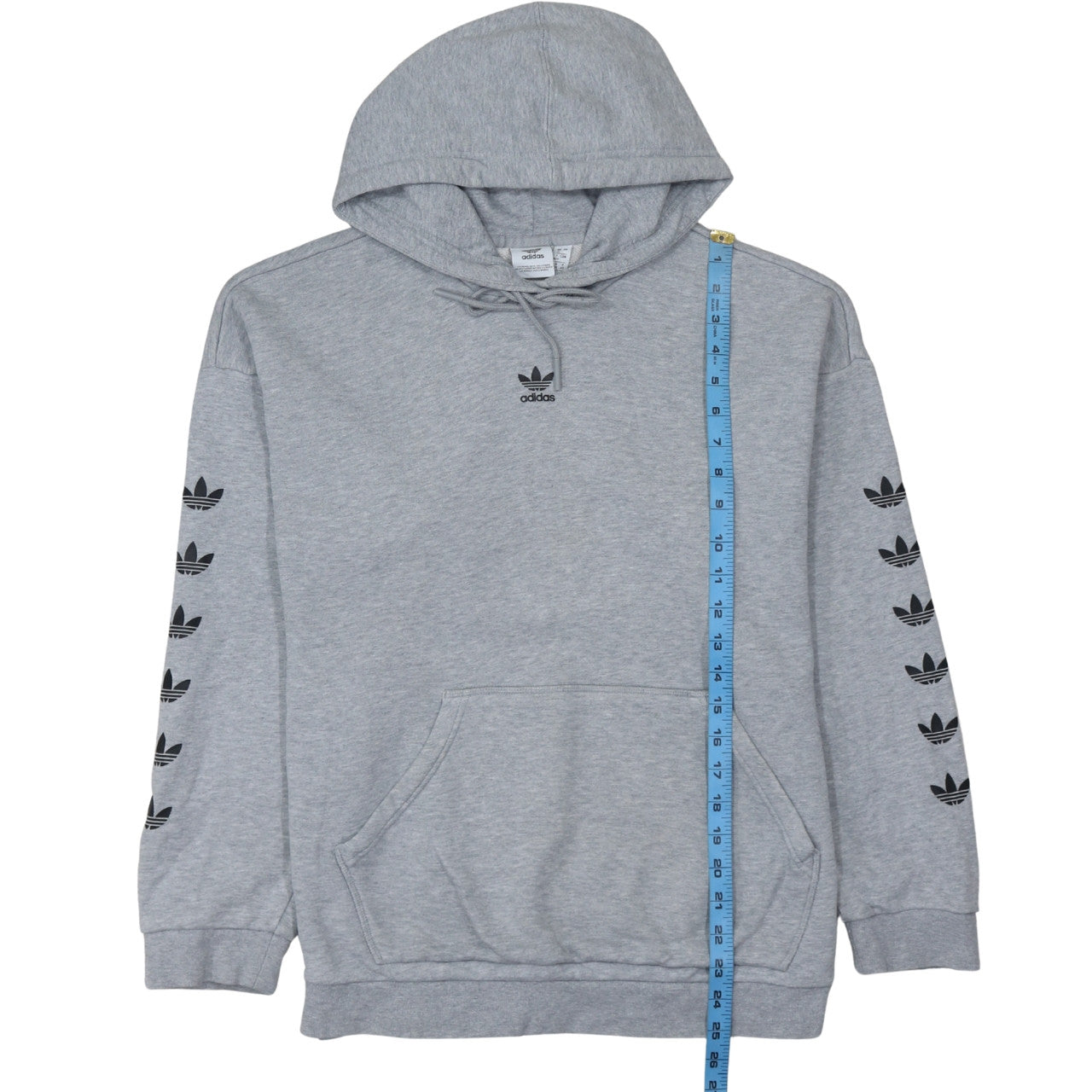 Adidas Womens Grey Size 12 Pullover Hoodie with Logo Sleeve Print