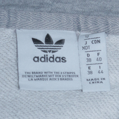 Adidas Womens Grey Size 12 Pullover Hoodie with Logo Sleeve Print
