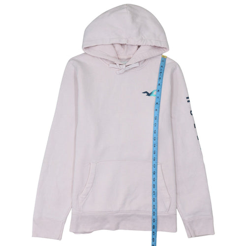 Hollister Womens Light Pink Hoodie L Pullover Logo Cotton Blend