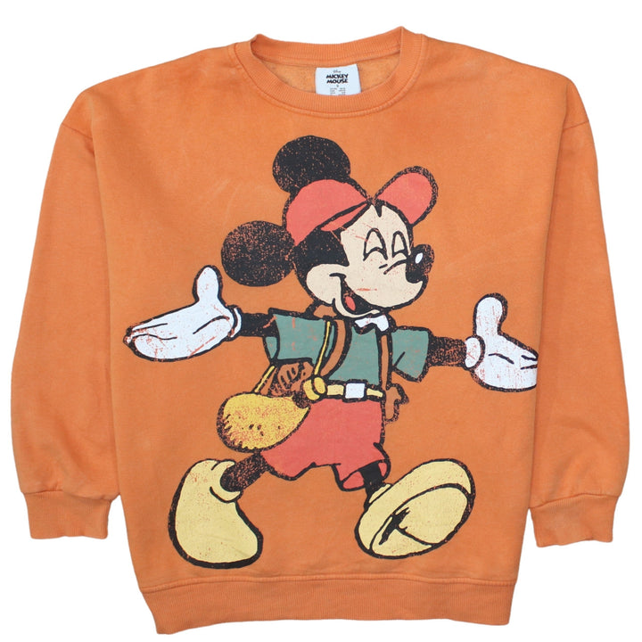 Disney Women’s Orange Mickey Mouse Pullover Sweatshirt Size S 10/12