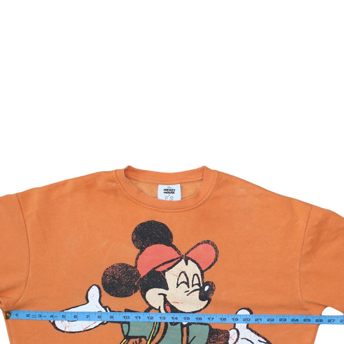 Disney Women’s Orange Mickey Mouse Pullover Sweatshirt Size S 10/12
