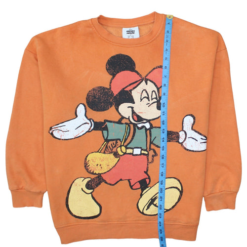 Disney Women’s Orange Mickey Mouse Pullover Sweatshirt Size S 10/12