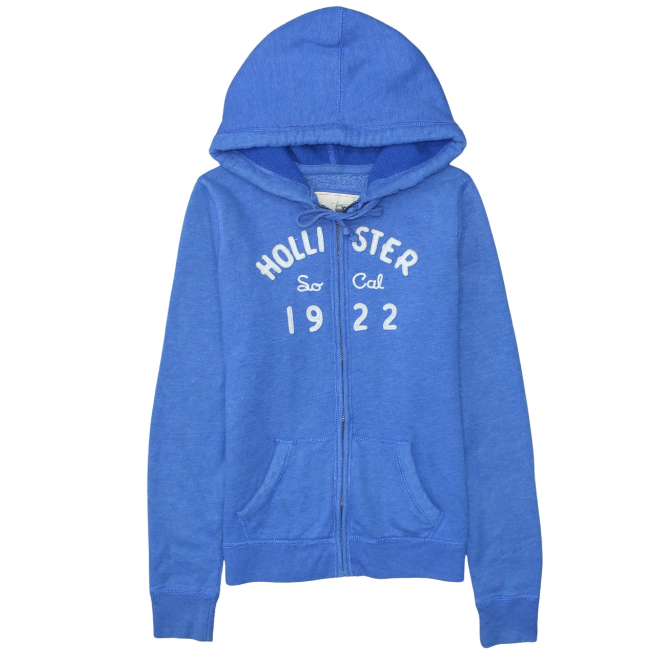 Hollister Women Blue Full Zip Hoodie L Fleece Lined Casual Sweatshirt