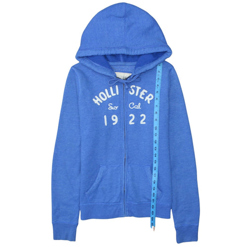 Hollister Women Blue Full Zip Hoodie L Fleece Lined Casual Sweatshirt