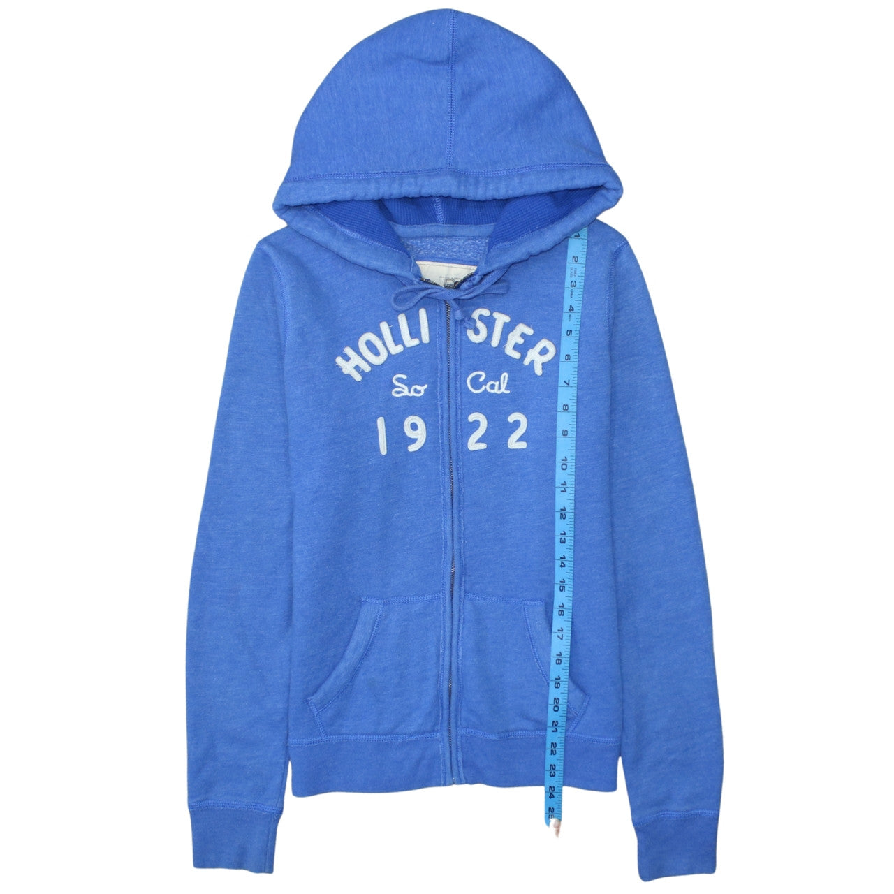 Hollister Women Blue Full Zip Hoodie L Fleece Lined Casual Sweatshirt