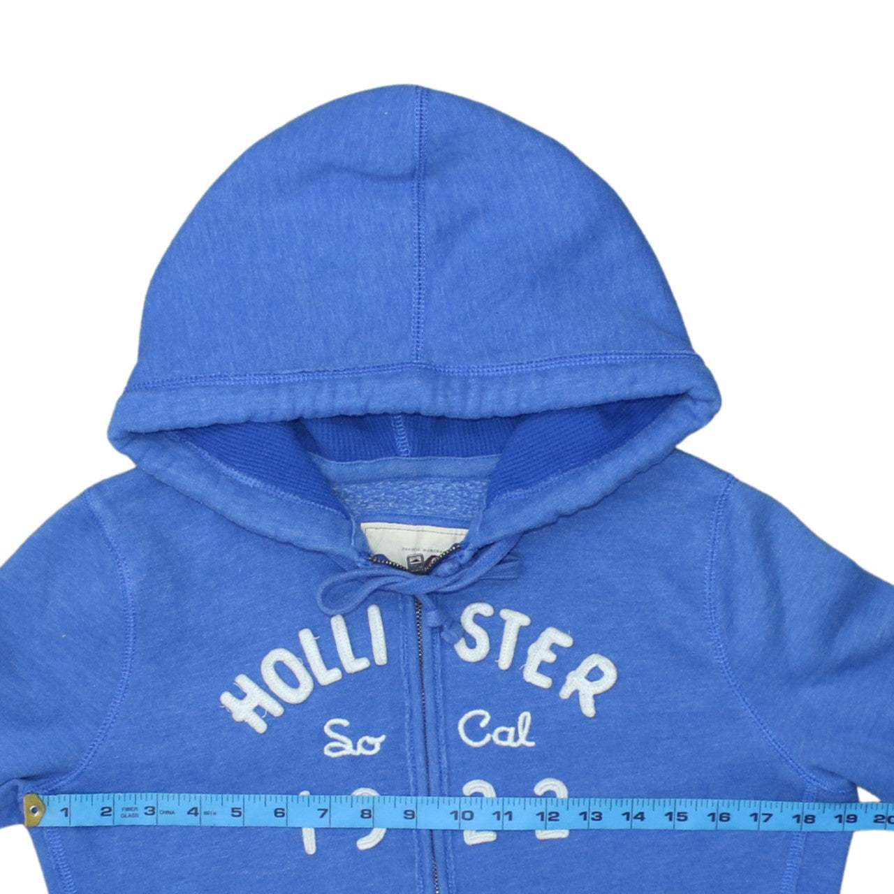 Hollister Women Blue Full Zip Hoodie L Fleece Lined Casual Sweatshirt