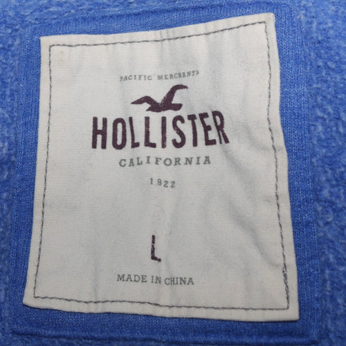 Hollister Women Blue Full Zip Hoodie L Fleece Lined Casual Sweatshirt