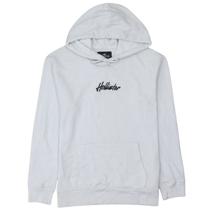 Hollister Mens White Pullover Hoodie XS Logo Embroidered Fleece