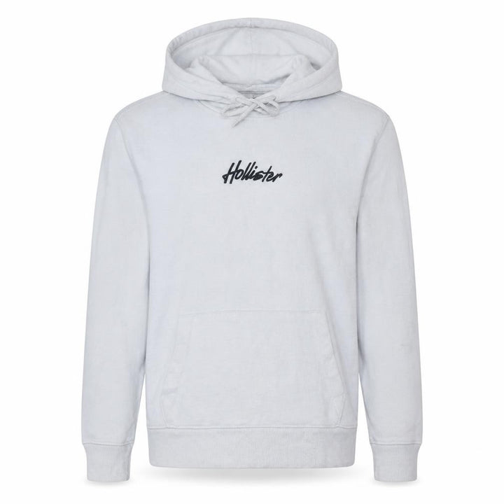 Hollister Mens White Pullover Hoodie XS Logo Embroidered Fleece