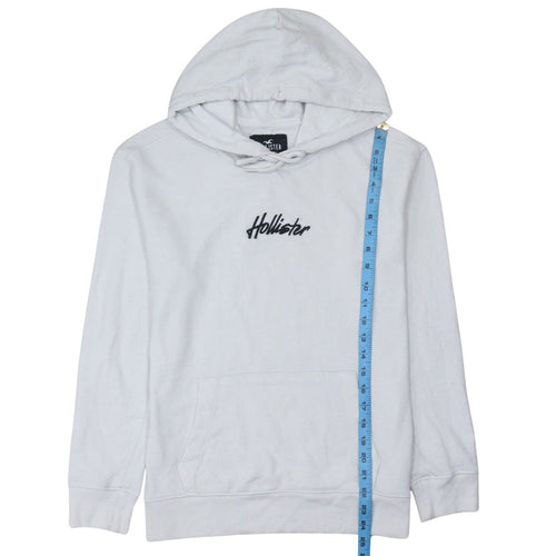 Hollister Mens White Pullover Hoodie XS Logo Embroidered Fleece