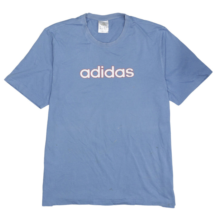 adidas Men's Blue Logo Short Sleeve Cotton T-Shirt Size L