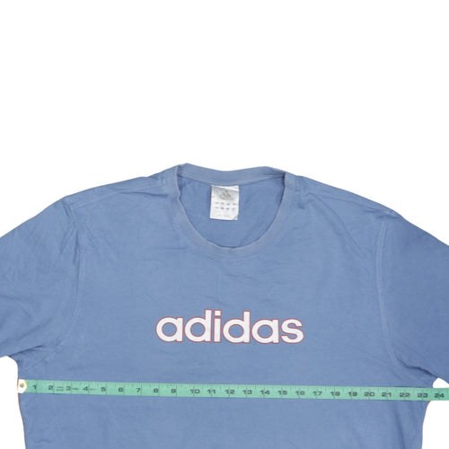 adidas Men's Blue Logo Short Sleeve Cotton T-Shirt Size L