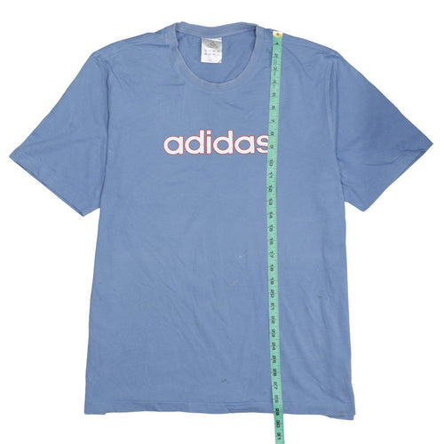 adidas Men's Blue Logo Short Sleeve Cotton T-Shirt Size L