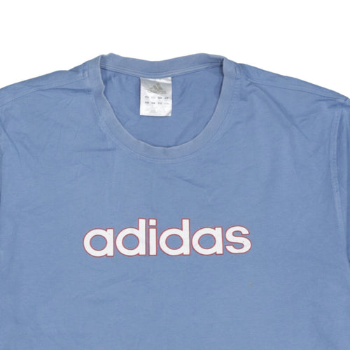 adidas Men's Blue Logo Short Sleeve Cotton T-Shirt Size L