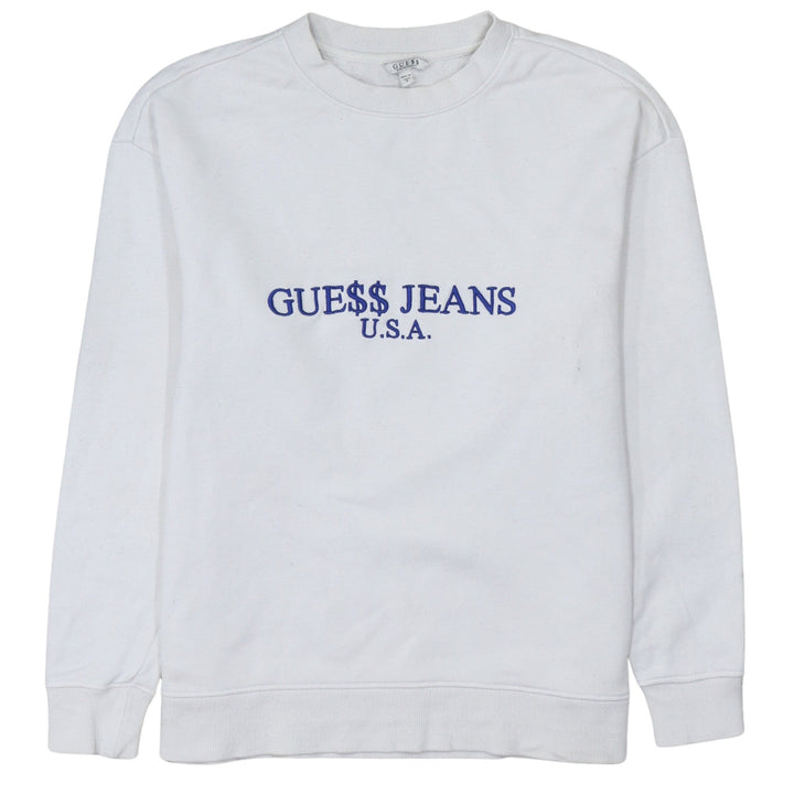 Guess Jeans U.S.A. White Logo Embroidered Sweatshirt Womens Small