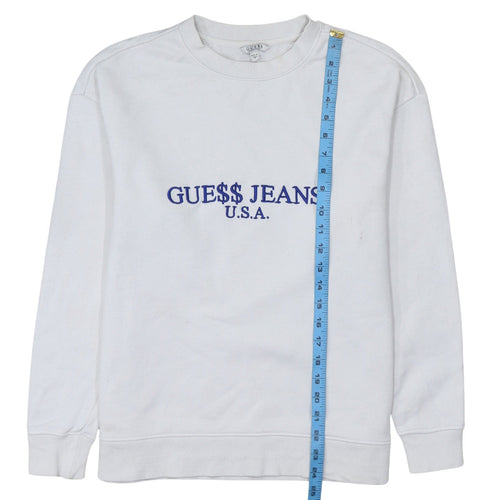 Guess Jeans U.S.A. White Logo Embroidered Sweatshirt Womens Small