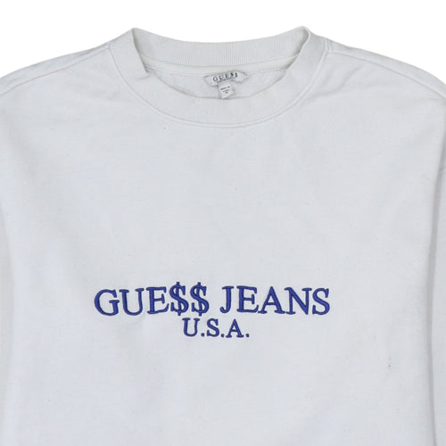 Guess Jeans U.S.A. White Logo Embroidered Sweatshirt Womens Small