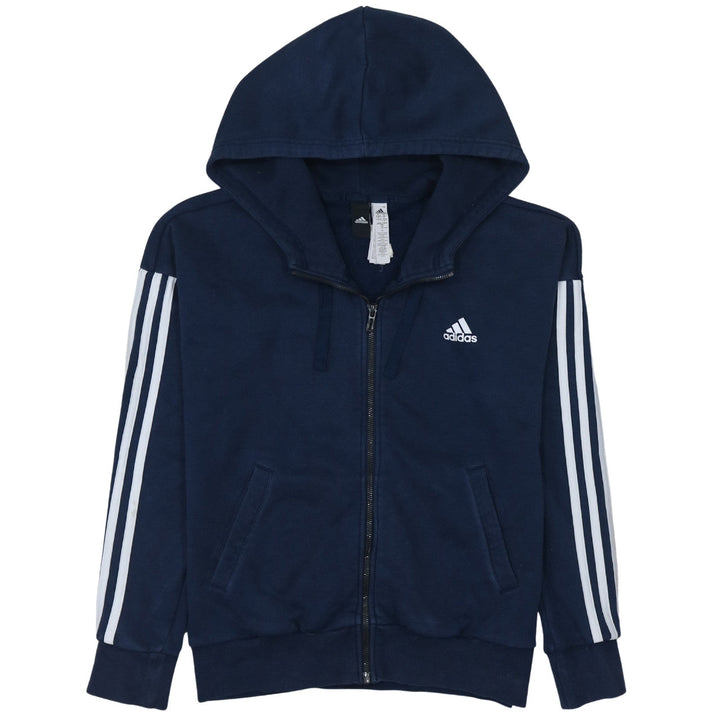 Adidas Women Navy Blue Full Zip Hoodie Size S with Hood and Pockets