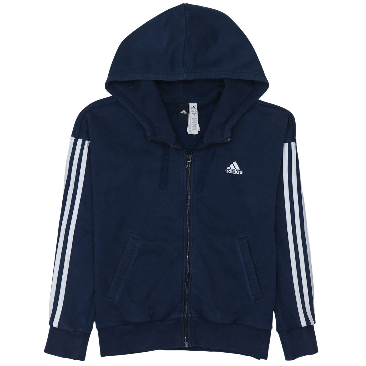 Adidas Women Navy Blue Full Zip Hoodie Size S with Hood and Pockets