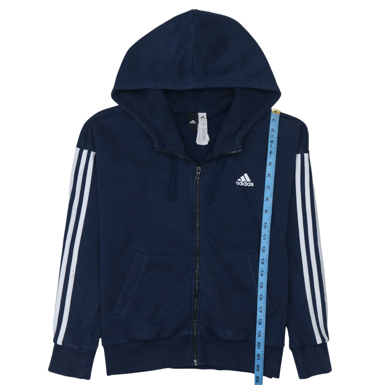Adidas Women Navy Blue Full Zip Hoodie Size S with Hood and Pockets