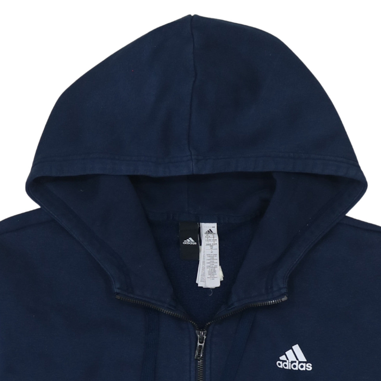 Adidas Women Navy Blue Full Zip Hoodie Size S with Hood and Pockets