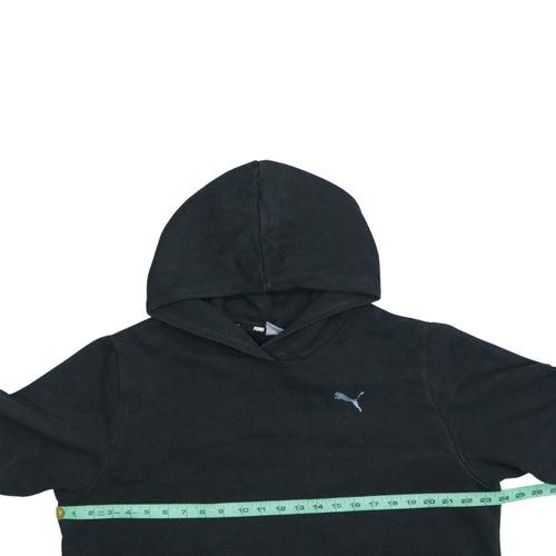 Puma Women's Black Cropped Pullover Hoodie Size 10 L Logo Detail