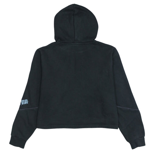 Puma Women's Black Cropped Pullover Hoodie Size 10 L Logo Detail