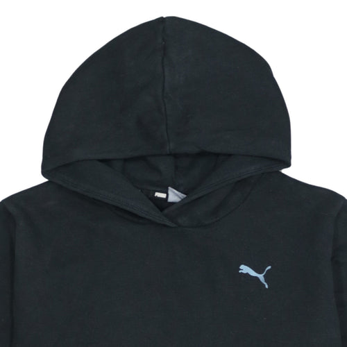 Puma Women's Black Cropped Pullover Hoodie Size 10 L Logo Detail
