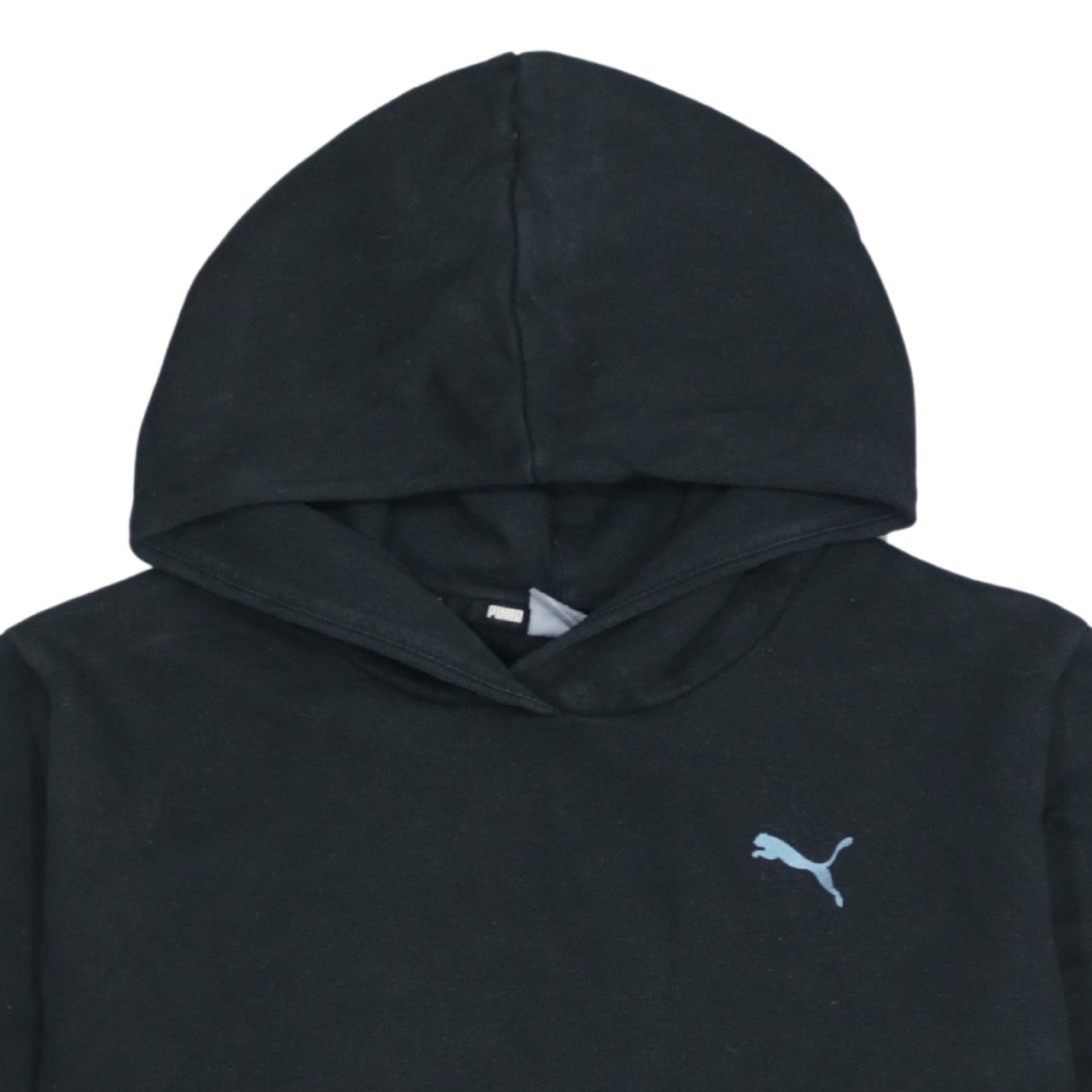 Puma Women's Black Cropped Pullover Hoodie Size 10 L Logo Detail