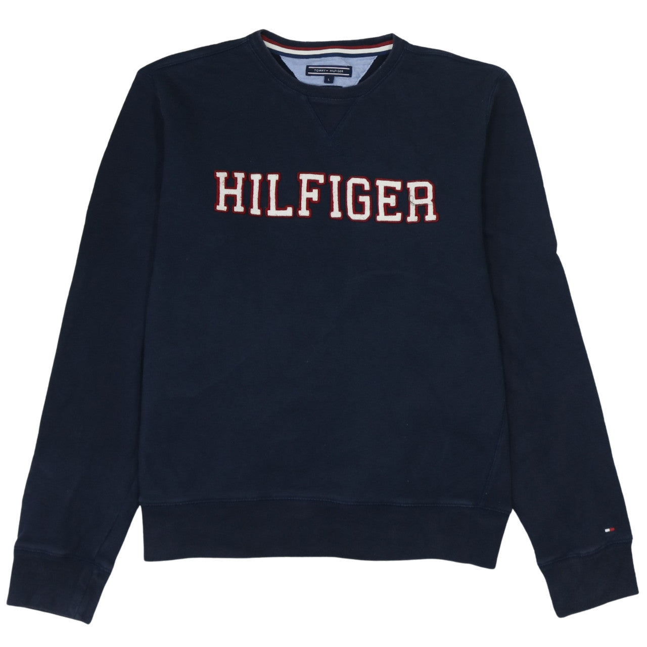 Tommy Hilfiger Men's Blue Cotton Crew Neck Pullover Sweatshirt L