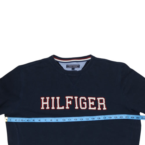 Tommy Hilfiger Men's Blue Cotton Crew Neck Pullover Sweatshirt L