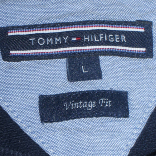 Tommy Hilfiger Men's Blue Cotton Crew Neck Pullover Sweatshirt L