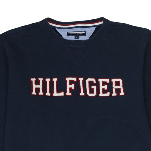 Tommy Hilfiger Men's Blue Cotton Crew Neck Pullover Sweatshirt L