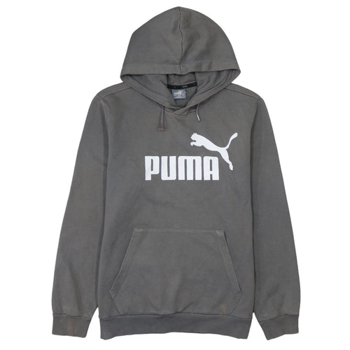 Puma Men's Grey Pullover Hoodie S Regular Fit Logo Sportswear