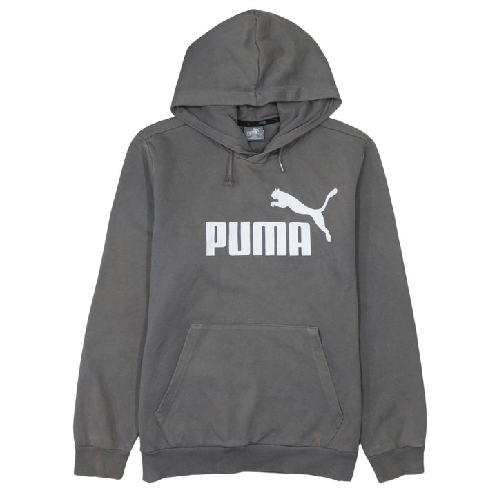 Puma Men's Grey Pullover Hoodie S Regular Fit Logo Sportswear